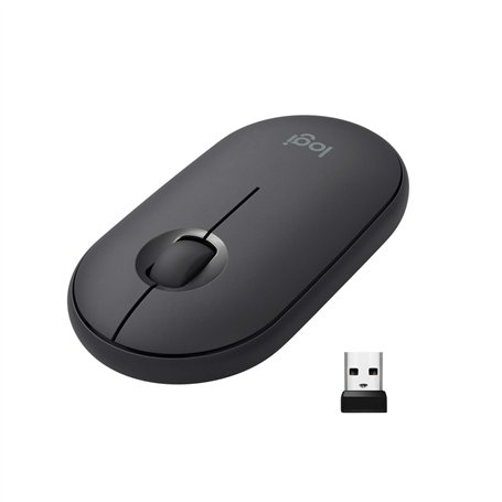 Logitech Pebble, souris sans fil avec Bluetooth ou récepteur 2,4 GHz, souris silencieuse et ultra-fine pour ordinateur portable,