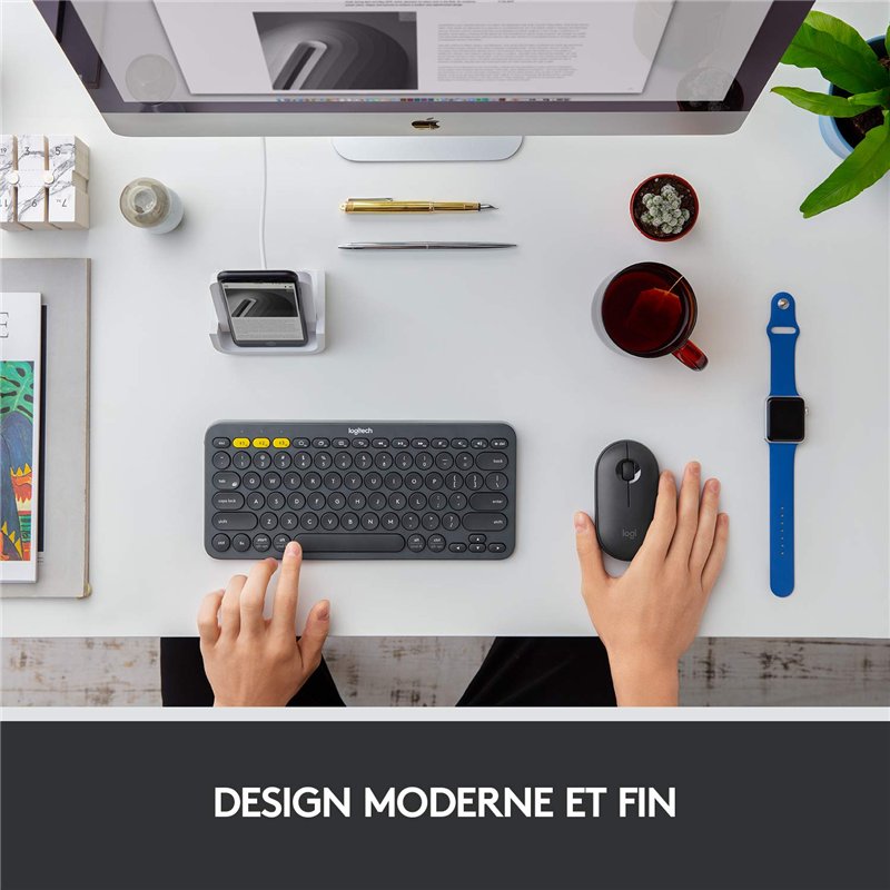 Image secondaire de Logitech Pebble, souris sans fil avec Bluetooth ou récepteur 2,4 GHz, souris silencieuse et ultra-fine pour ordinateur portable,