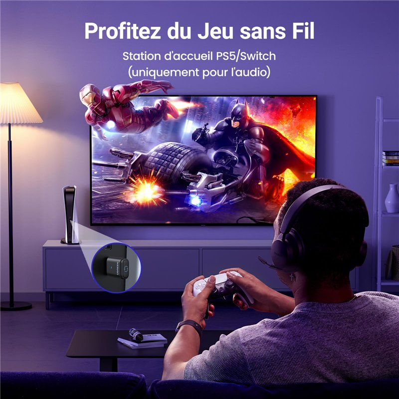 Image secondaire de UGREEN Aptx Audio Dongle Bluetooth 5.3 Clé Adaptateur USB C Faible Latence Compatible avec Console PS5 PS4 Switch PC Supporte Ca
