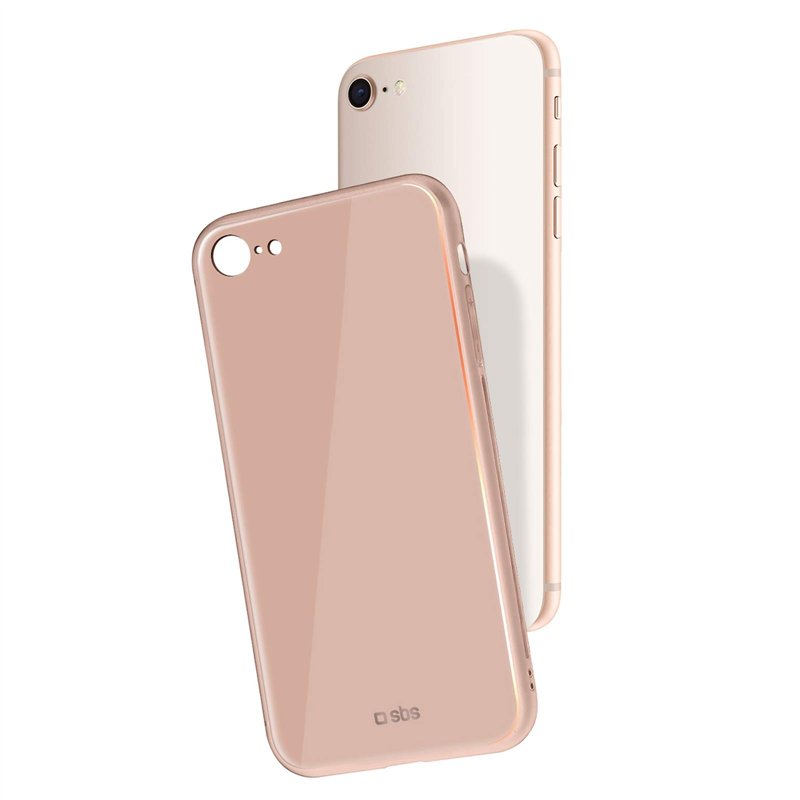 SBS Coque Rigide en Verre et Polycarbonate pour iPhone 8/7 Rose