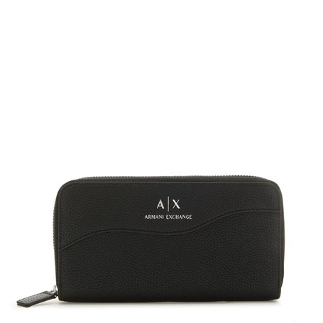 Armani Exchange Portefeuille zippé Around, bi-Pliable Femme, Noir, Einheitsgröße