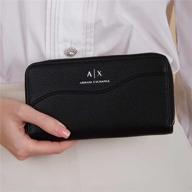 Image secondaire de Armani Exchange Portefeuille zippé Around, bi-Pliable Femme, Noir, Einheitsgröße
