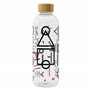 Stor Squid Game - Grande Bouteille en Verre - Réutilisable Jeu du Calamar - Bouteille transportable 1030 ML - Couvercle en Bambo