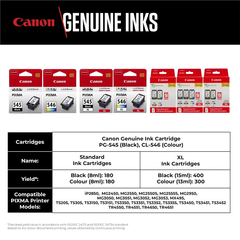 Image secondaire de Canon PG-545XL/CL-546 MULTI BL SEC Pack de 2 Cartouches d'encre d'origine Noir/Cyan/Magenta/Jaune