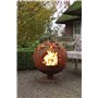 Brasero métal globe feuille aspect rouillé, pour les soirées d’ambiance Ø 58 cm