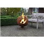 Brasero métal globe feuille aspect rouillé, pour les soirées d’ambiance Ø 58 cm