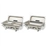 vidaXL Ensemble de chauffe-plats 2 pcs Acier inoxydable