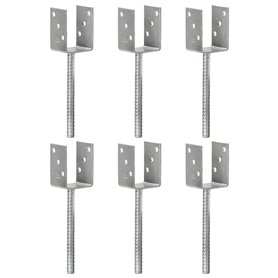 vidaXL 6X Piquets de Clôture Support de Poteau Installation de Clôtures de Jardin Poteau d'ancrage Piquet de Sol Argenté 7x6x30 