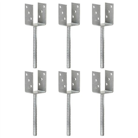 vidaXL 6X Piquets de Clôture Support de Poteau Installation de Clôtures de Jardin Poteau d'ancrage Piquet de Sol Argenté 7x6x30 