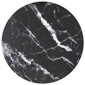 vidaXL Plateau de table noir Ø 60 x 0,8 cm en verre trempé aspect marbre
