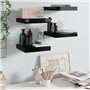 VidaXL Étagère murale flottante 4 pcs Noir brillant 23x23,5x3,8 cm MDF