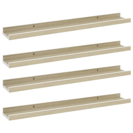 VidaXL Étagères murales 4 pcs Blanc et chêne Sonoma 60x9x3 cm