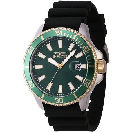INVICTA Pro Diver 46134 Montre Homme - Entanche - Analogique - Mouvement à Quartz - Acier Inoxydable avec Cadran Vert - 45mm