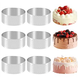 Juuewrryg Lot de 6 Anneaux à Gâteau Perforés Ronds pour la Cuisson