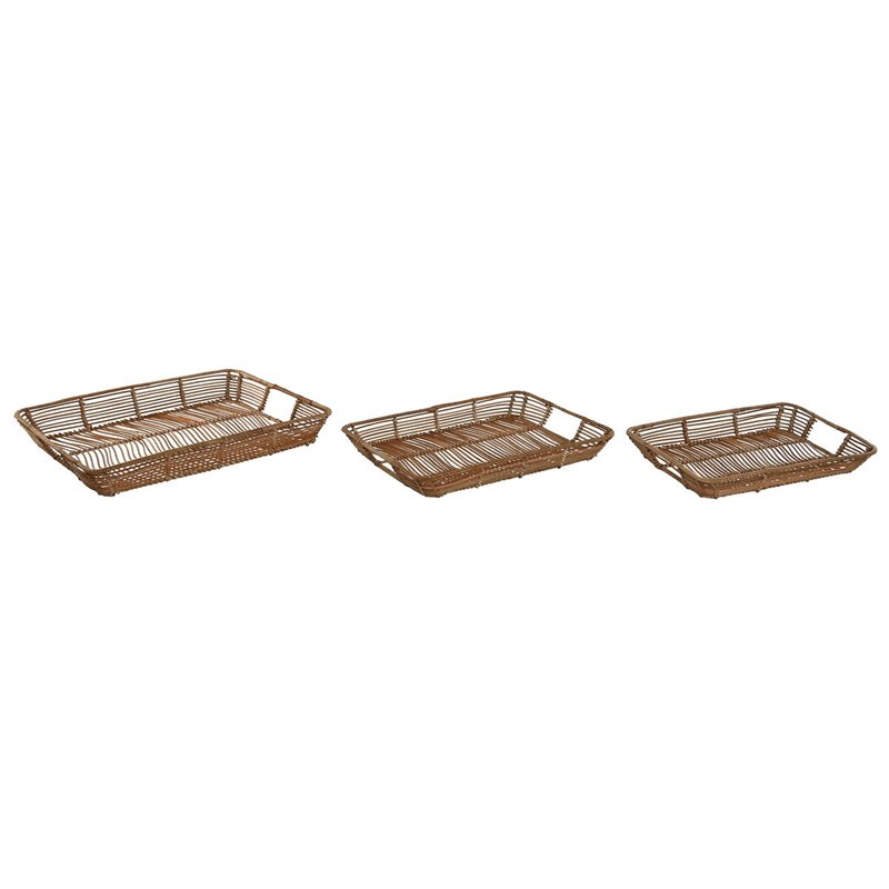 Jeux de plateaux Home ESPRIT Naturel Tropical 44 x 32 x 6 cm (3 Unités)