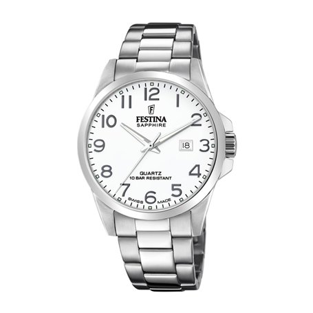 Festina Montre pour Homme F20024/1 Swiss Made Boîtier en Acier Inoxydable Gris Bracelet en Acier Inoxydable Gris