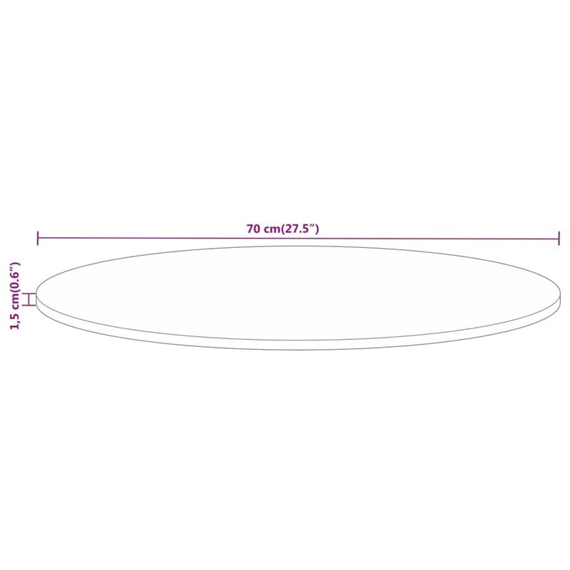 Image secondaire de vidaXL Dessus de Table, Dessus de Table de Remplacement, Dessus de Rechange Salle à Manger, Ø 70x1,5 cm Rond Bois Massif de Récu