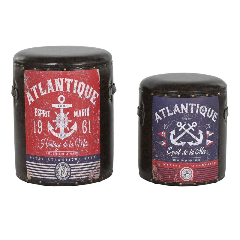 Set de boîtes décoratives Home ESPRIT Marron Multicouleur Polyuréthane Métal Vintage