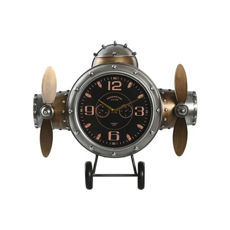 Horloge Murale Home ESPRIT Doré Argenté Métal Avion Vintage 50 x 10