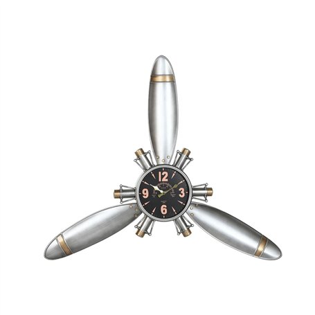 Horloge Murale Home ESPRIT Doré Argenté Métal Hélices Vintage 121 x 7 x 106 cm