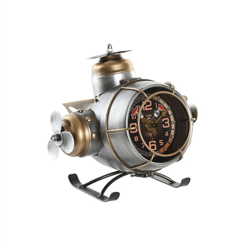 Horloge de table Home ESPRIT Doré Argenté Avion Vintage