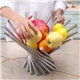 Windfromort Corbeille a Fruit en Acier Inoxydable, Pliable Panier de Fruit Décorative pour Pommes, Bananes, Oranges et Pain, Cor