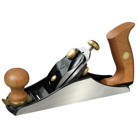 STANLEY 1-12-136 Rabot d'Établi No. 4 pour Emploi Général - Poignées en mérisier - Vis de Réglage - Base Usinée - Lame Plus Épai