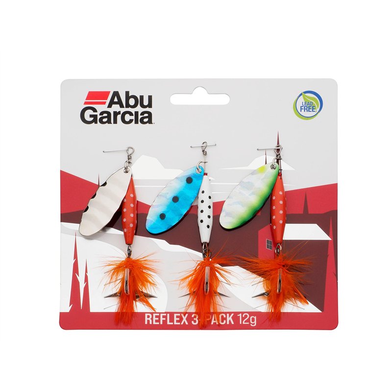 Abu Garcia Reflex 3 Pack Leurre de Type Cuillère pour la Pêche des Salmonidés, Saumon, Truite et Truite de Mer