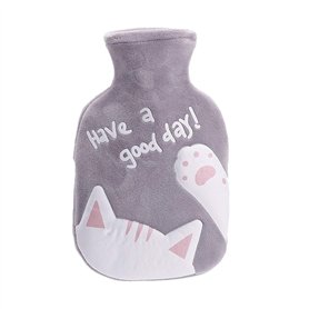 Meetlight Bouillotte avec housse en velours doux - Motif de chat - 350 ml