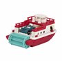 Battat - Wonder Wheels - Bateau Ferry Flotant - Jouet de bain avec voitures pour les tout-petits - 3 pieces - Rouge et blanc, 1 