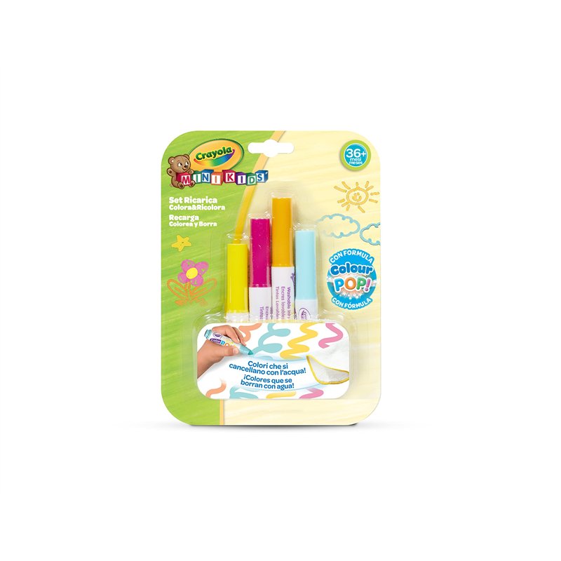 Image secondaire de CRAYOLA - Mini Kids, Kit de recharge Coloriage Infini avec 4 feutres et un chiffon de nettoyage, à utiliser avec le tapis Colori