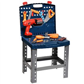 Playkidiz Établi de Construction - Ensemble d'outils pour Enfants - Coffret à Outils Portable Comprenant Une perceuse électrique