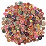 YMWALK Boutons en bois boutons en bois de forme ronde imprimés 300Pcs Couleur et taille mélangées pour la couture