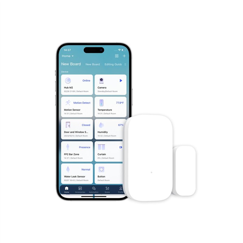 Aqara Détecteur d'Ouverture Porte/Fenêtre, NÉCESSITE AQARA HUB, Connexion Zigbee, Détecteur sans Fil pour Système d'Alarme et Do