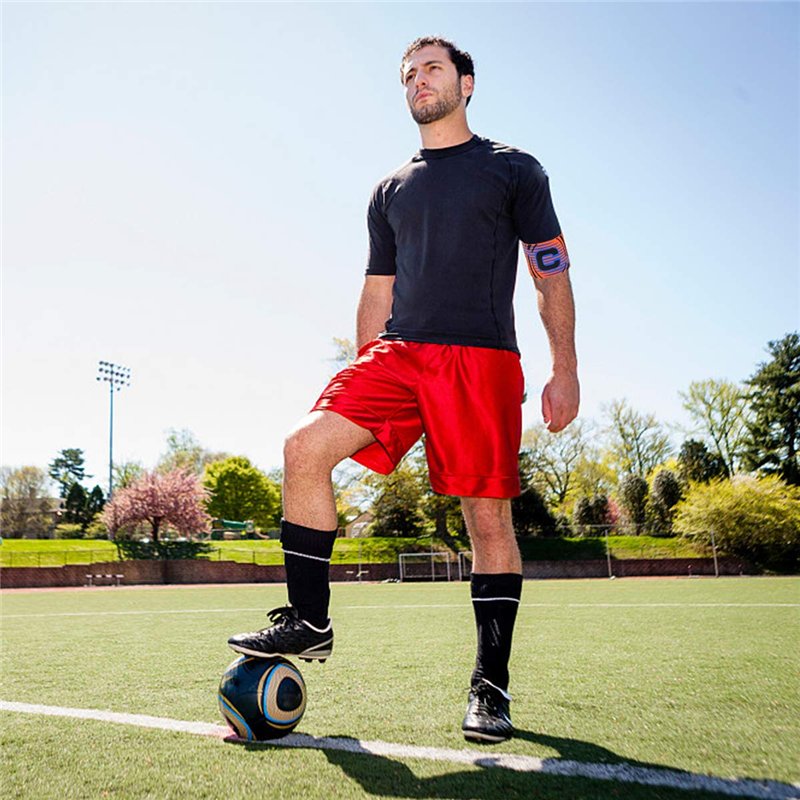 Image secondaire de wangjiangda Football Captain Bandes Lot de 3 Couleurs Brassard de Capitaine de Football Brassard Élastique Standard C Flexible T