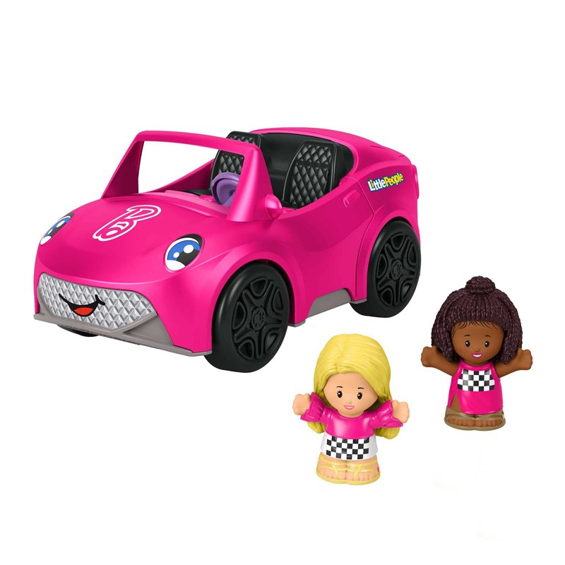 Fisher-Price Coffret Little People Cabriolet de Barbie avec 1 véhicule sonore à Pousser et 2 Figurines, Jouet Enfant, Dès 18 Moi