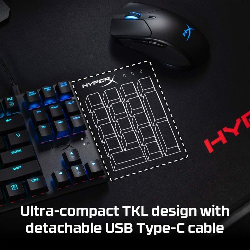 Image secondaire de HyperX Alloy Origins Core – Clavier de jeu mécanique sans pavé numérique – Facteur de forme compact – HyperX Blue – Rétroéclaira