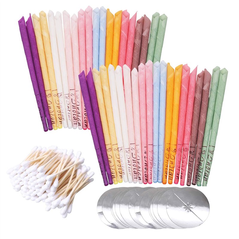 40 pièces toutes les bougies d'oreille naturelles cônes de bougie en cire d'abeille (10 couleurs),parfumées,Bougie Auriculaire B