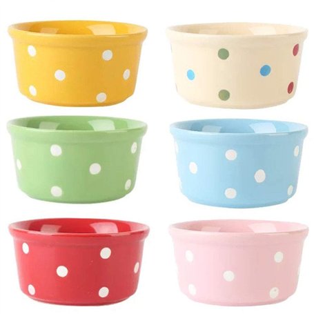 TAMUME 200ml Ramequins en Porcelaine et Assiettes à Soufflé pour Crème Brûlée