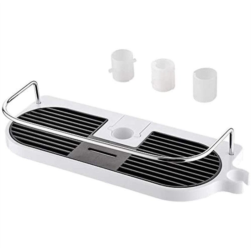 Ibergrif M34032, Porte Savon Douche, Support sans Percage, Étagère pour Tringle de Douche 19mm-25mm, Noir et Blanc