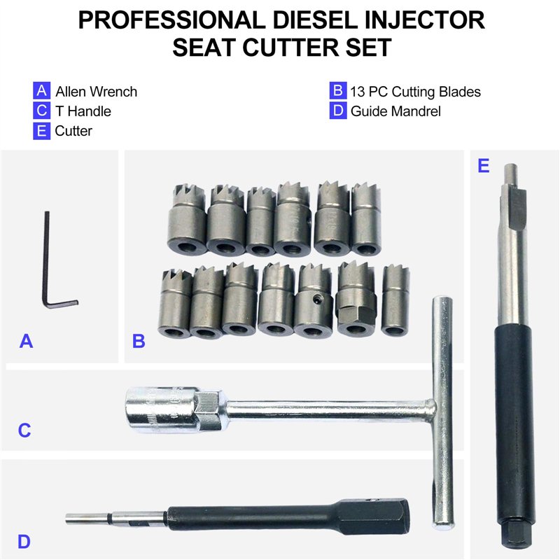 Image secondaire de FreeTec 17 pièces Fraise Puit Injecteur, Jeu de Fraise Siege Injecteur Diesel, 17mm 19mm Fraise Injecteur Alesoir Injecteur mit