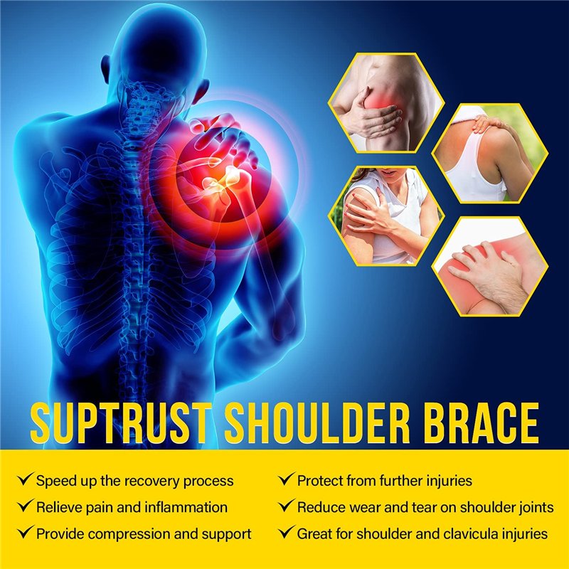 Image secondaire de Suptrust Attelle d'épaule de récupération pour homme et femme, soutien de stabilité, ajustement réglable, soulagement des blessu