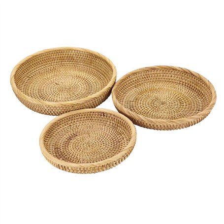 SUMTree 3pcs Panier de Service Corbeille à Fruits Rond Panier d’osier Rangement pour cookies