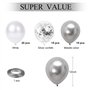 Ballon Blanc et Argent, 50 pièces 12 pouces Argent Confettis Ballons de Fête en Métal Chromé Argenté avec Ruban Argenté pour Déc