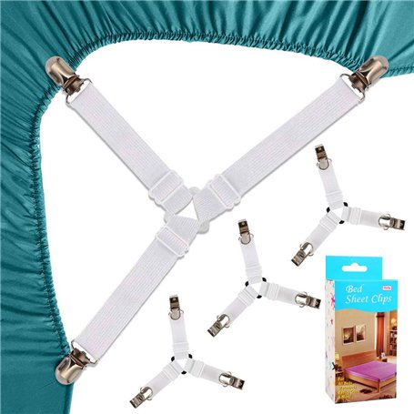 Felly Sangles pour Draps de Lit 4 Pièces Attache Drap Housse Triangle Attache Matelas élastique Tendeur de Draps Réglable Bretel