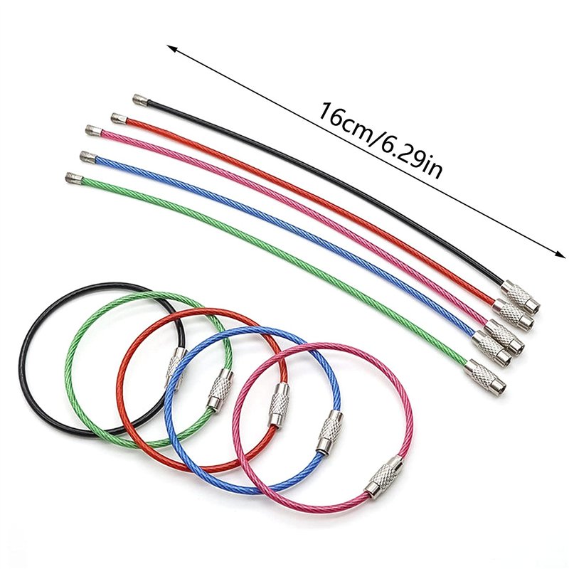 Image secondaire de Graplan 35 pièces Porte-clés en Fil Couleur en Acier Inoxydable Porte-clés en câble Boucle Anneaux avec Joints en Acier Inoxydab