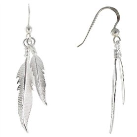 LES POULETTES BIJOUX - Boucles d'oreilles Deux Plumes d'argent 925 LES POULETTES BIJOUX - Boucles d'oreilles Deux Plumes d'argent 925