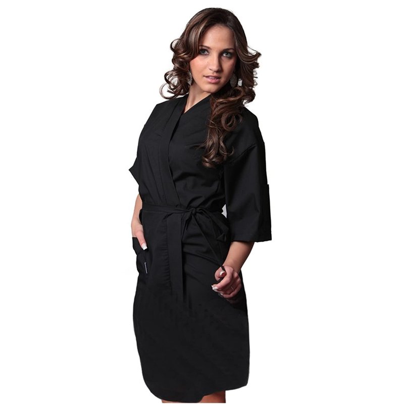 Image secondaire de Fratelliditalia Kimono de travail pour esthéticienne, coiffeuse, masseuse - Noir - M