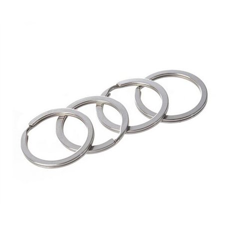 Lot de 50 anneaux plats fendus en acier inoxydable pour porte-clés - 35 mm