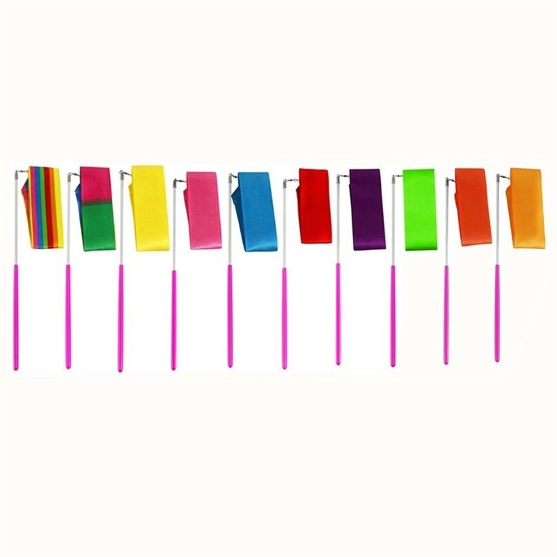MUROAD 10 Pièces 2 mètres Gym Fitness Rubans de Gymnastique Rythmiques, Danse Tige De Streamer Baton Tournoyant Art Rubans pour 